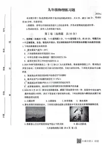 2024年山东省泰安市岱岳区中考一模物理试题