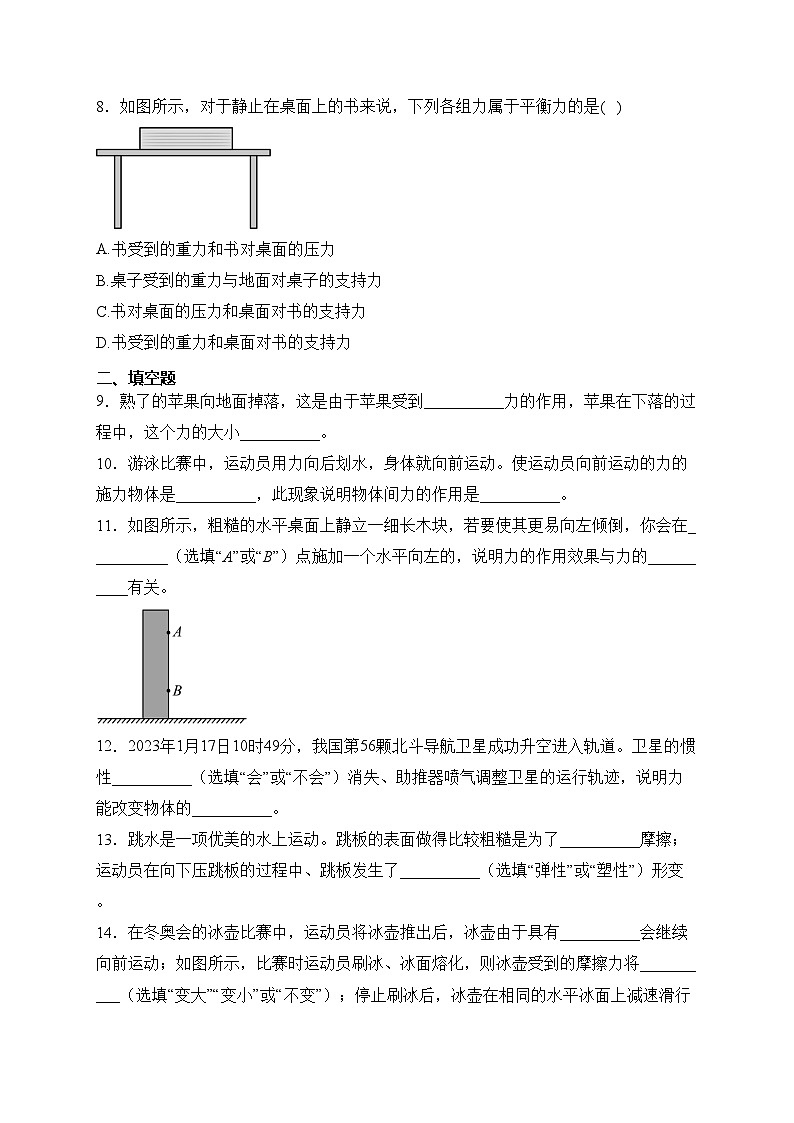 吉林省松原市前郭县南部2023-2024学年八年级下学期3月月考物理试卷(含答案)第2页