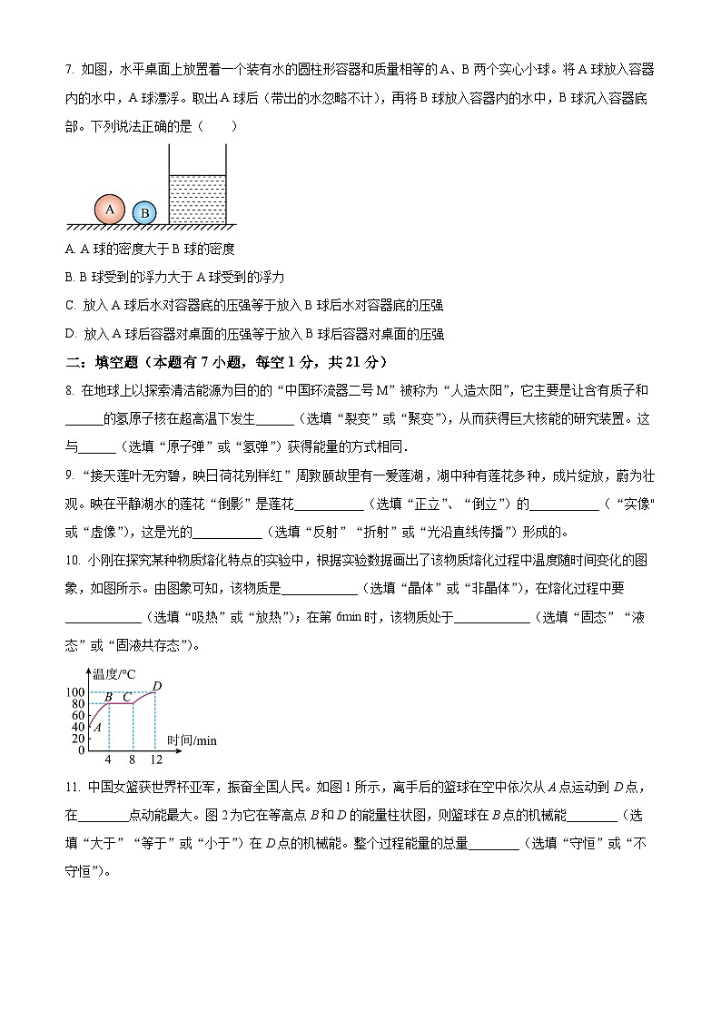 2024年广东省湛江市雷州市十校联考中考一模物理试题(原卷版+解析版)03