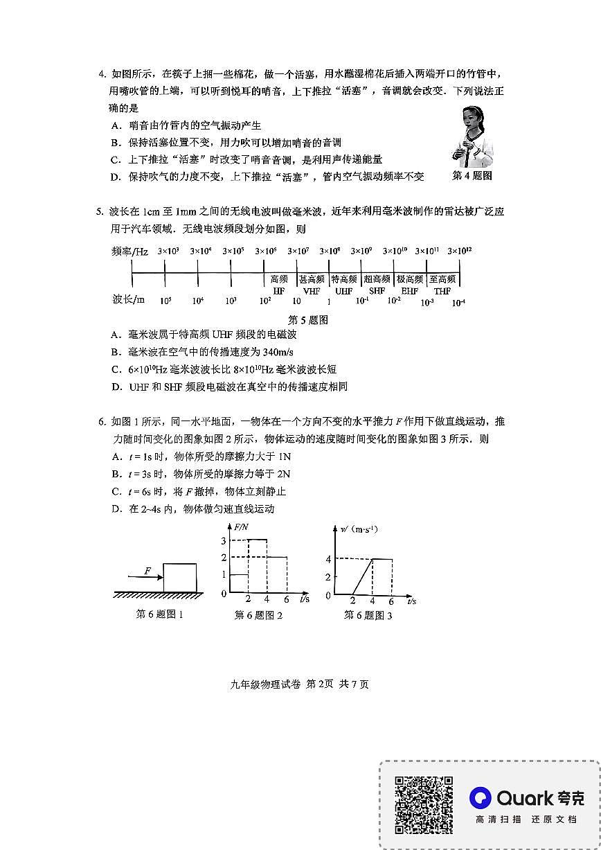 2024年廣東省廣州市南沙區(qū)中考物理一模試卷第2頁