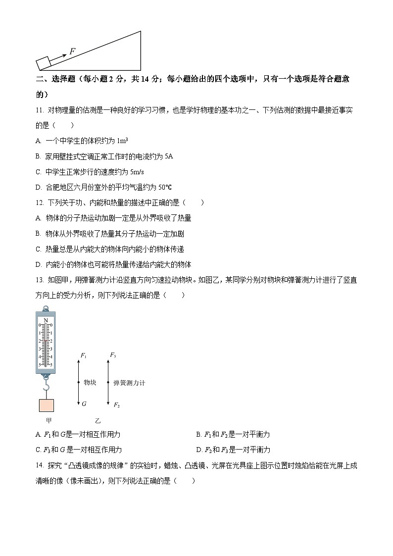 2024年安徽省C20教育联盟中考二模物理试题(原卷版)第3页