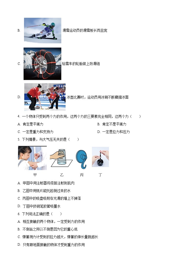 湖南省懷化市通道縣2023-2024學(xué)年八年級下學(xué)期期中考試物理試題（原卷版）第2頁