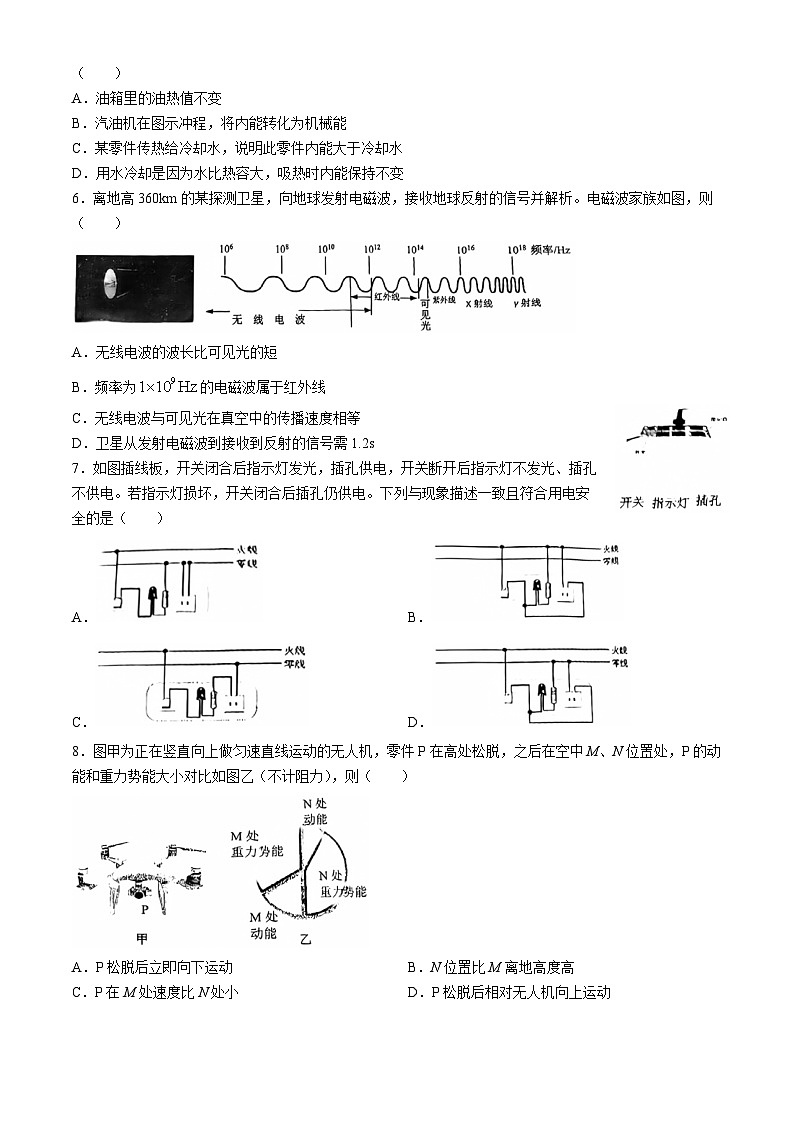 2024年广东省广州市天河区中考一模物理试题第2页