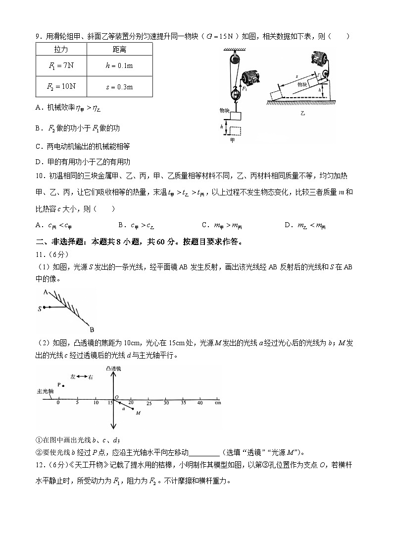 2024年广东省广州市天河区中考一模物理试题第3页