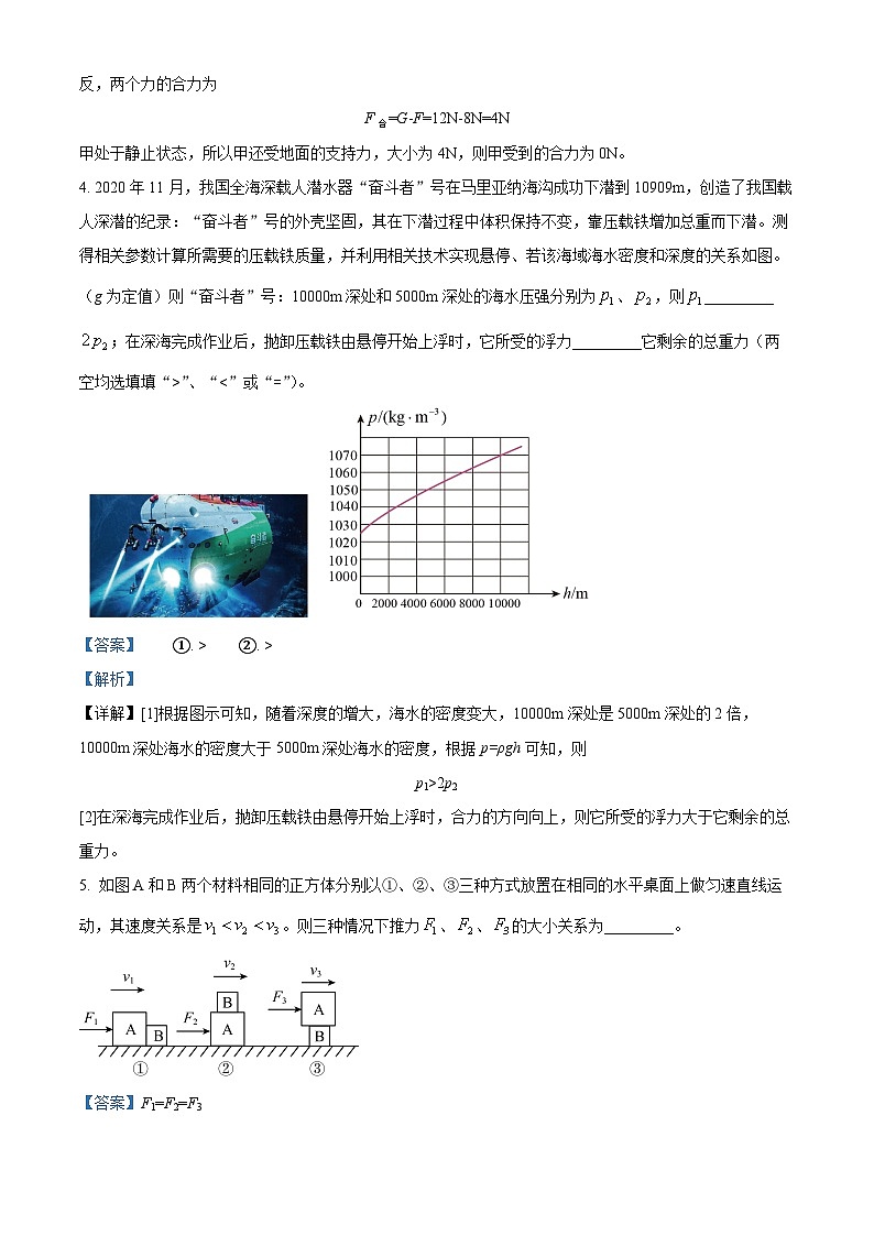 安徽省合肥市第四十五中学橡树湾校区2023-2024学年八年级下学期期中考试物理试题(解析版)第2页