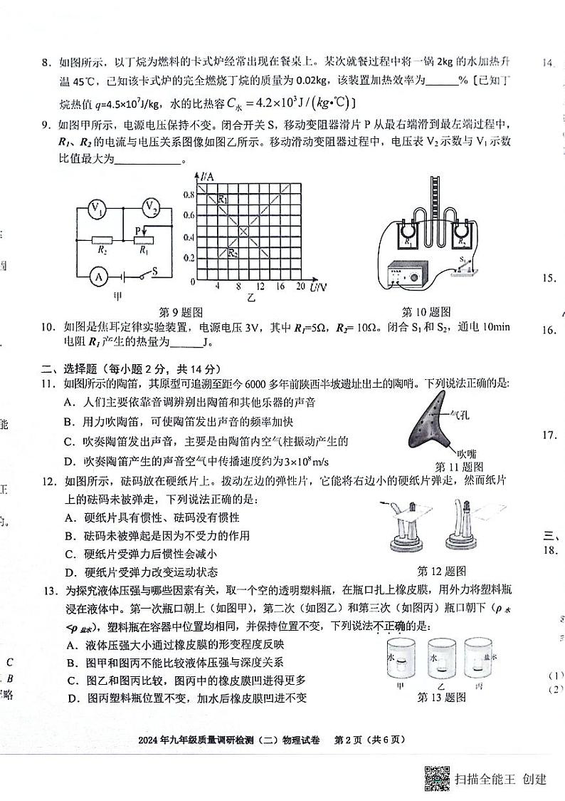 2024年安徽省合肥市蜀山区中考二模物理试卷第2页