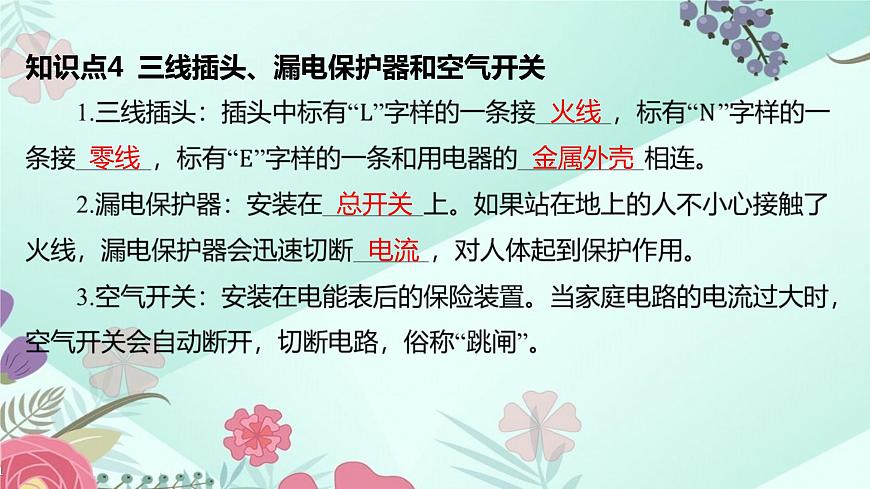 中考物理專題課件:第23講 家庭電路 安全用電第6頁