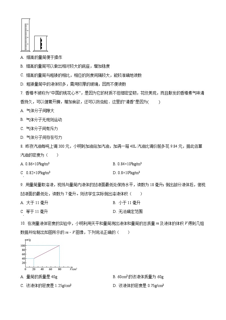江蘇省江陰市陸橋中學2023-2024學年八年級下學期3月限時作業(yè)物理試題（原卷版）第2頁