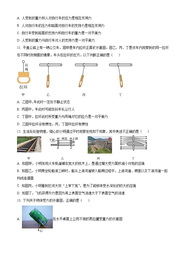 江西省宜春市高安市2023-2024学年八年级下学期4月期中物理试题(原卷版)第3页