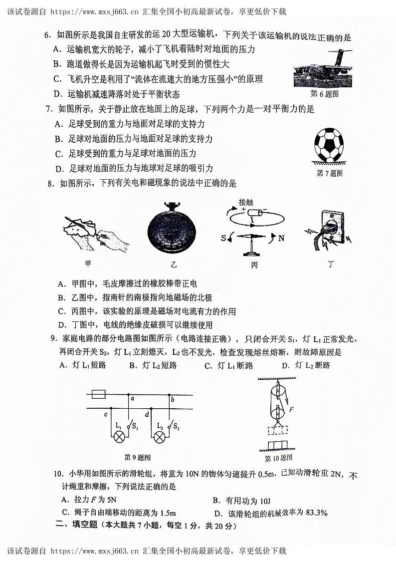 江苏省连云港市赣榆区、灌南县2023—2024学年下学期九年级期中考试物理与化学试题第2页