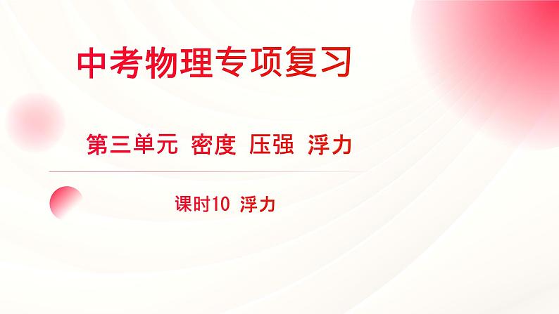 2024年福建省中考物理一轮复习 课时10 浮力(课件)第1页