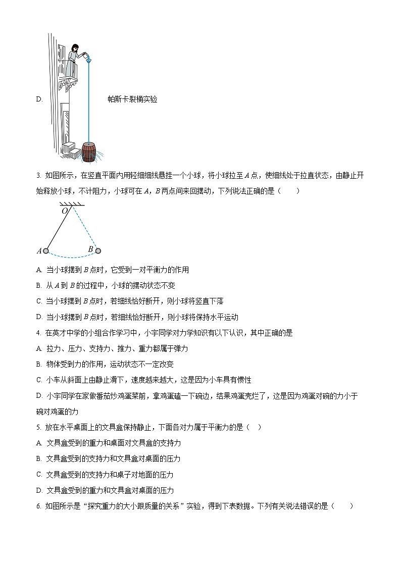 廣東省深圳市蛇口育才教育集團(tuán)2023-2024學(xué)年第二八年級(jí)下學(xué)期期中考試物理試卷（原卷版）第2頁