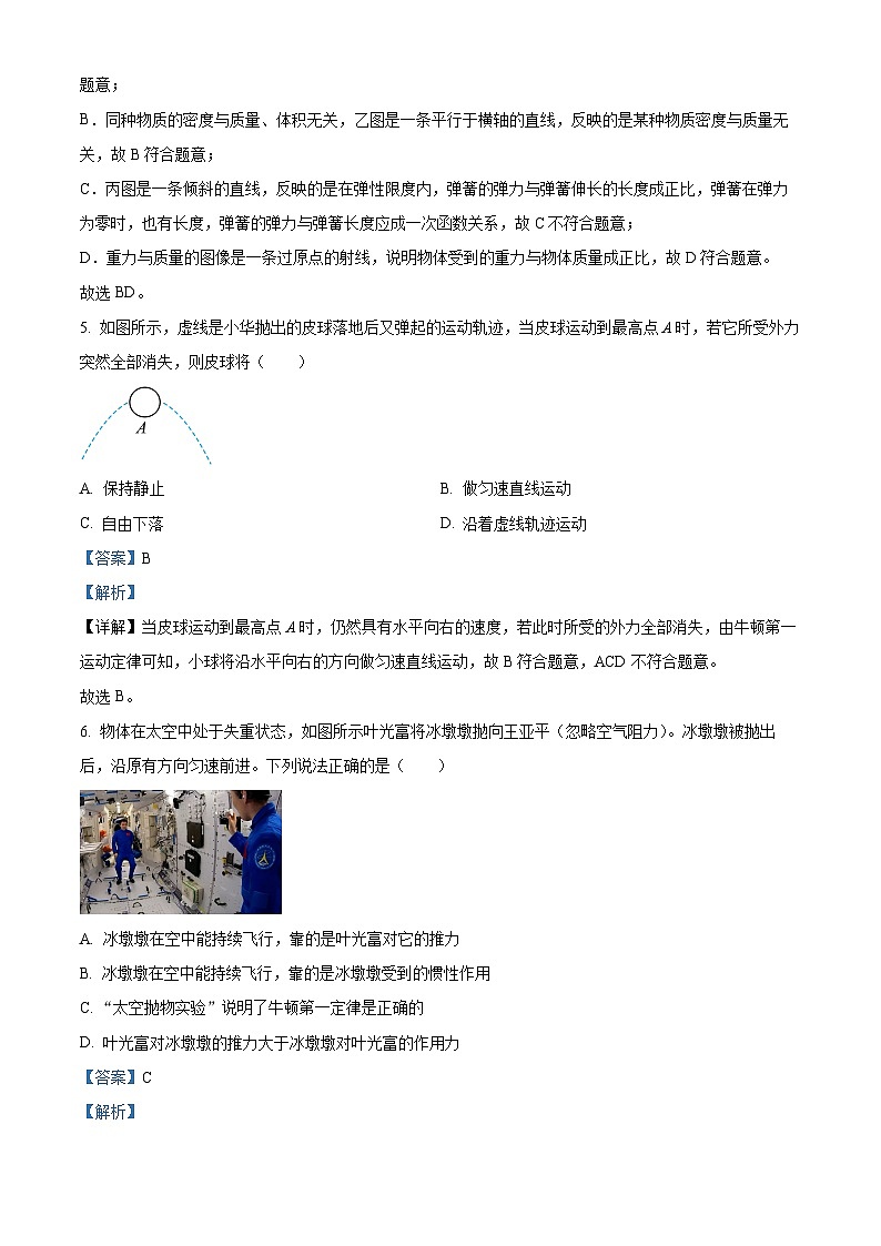 山东省德州市乐陵市花园镇花园中学2023-2024学年八年级下学期物理4月月考试题(原卷版+解析版)03