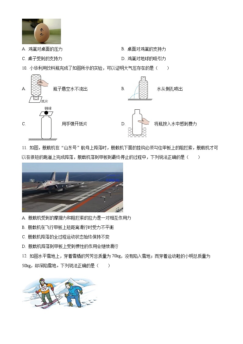 福建省寧德市部分縣市2023-2024學(xué)年八年級下學(xué)期期中考試物理試題(原卷版)第3頁