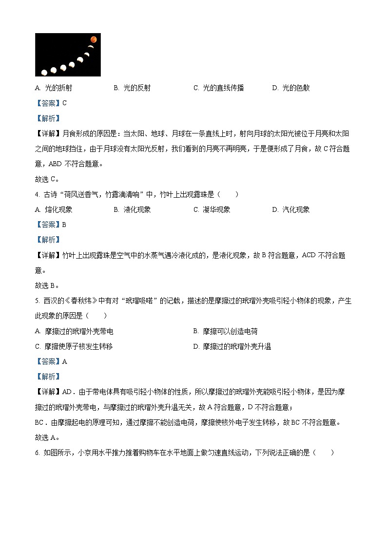 2024年江苏省沭阳县怀文中学中考二模物理测试卷(解析版)第2页