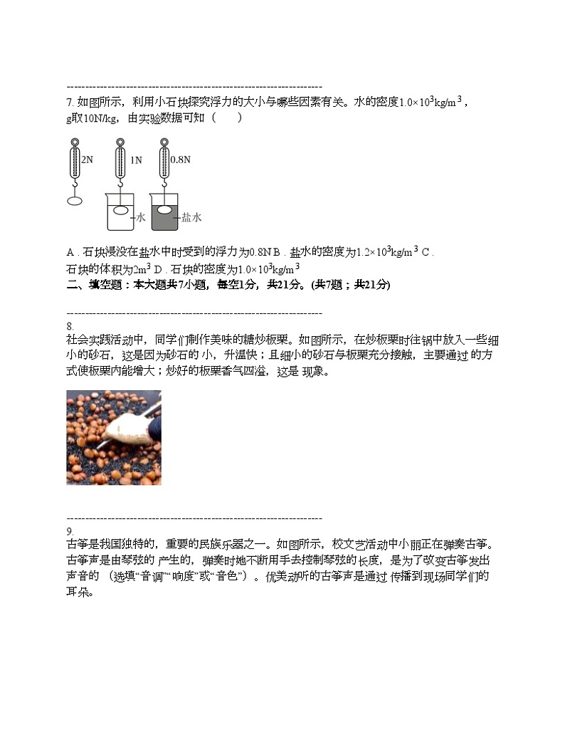 广东省阳江市江城区江城星鹏中英文学校2024年中考一模物理试题03