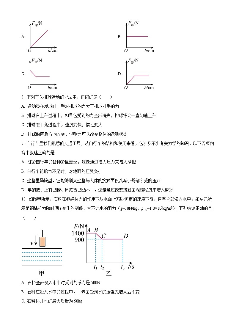 云南省昆明市子平学校2023-2024学年八年级下学期期中物理试题(原卷版+解析版)03