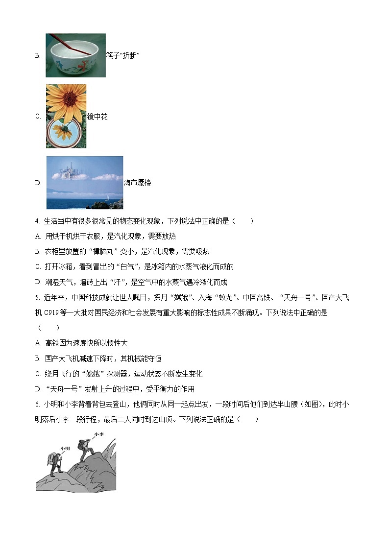 2024年湖南省婁底市新化縣中考模擬（一）物理試題（原卷版）第2頁