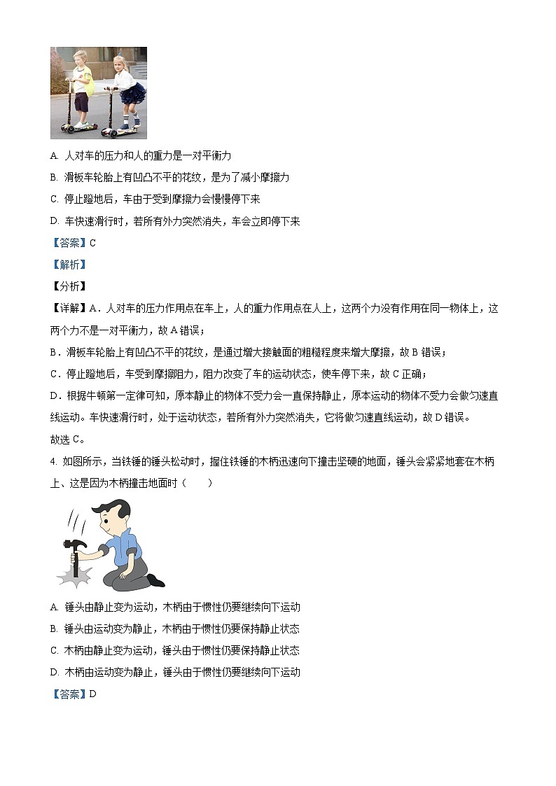 湖南省邵陽市大祥區(qū)渡頭橋中學2023-2024學年八年級下學期期中考試物理試題（解析版）第2頁
