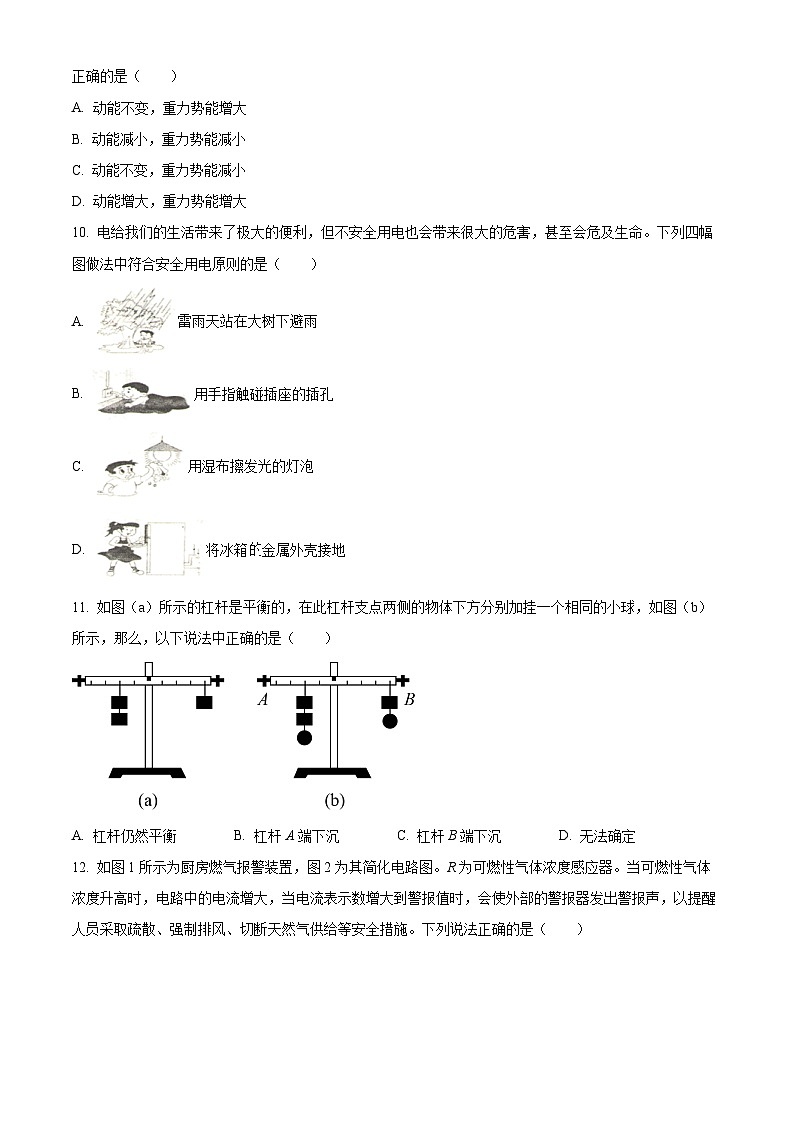 2024年湖南省邵陽縣中考物理模擬試題（原卷版）第3頁