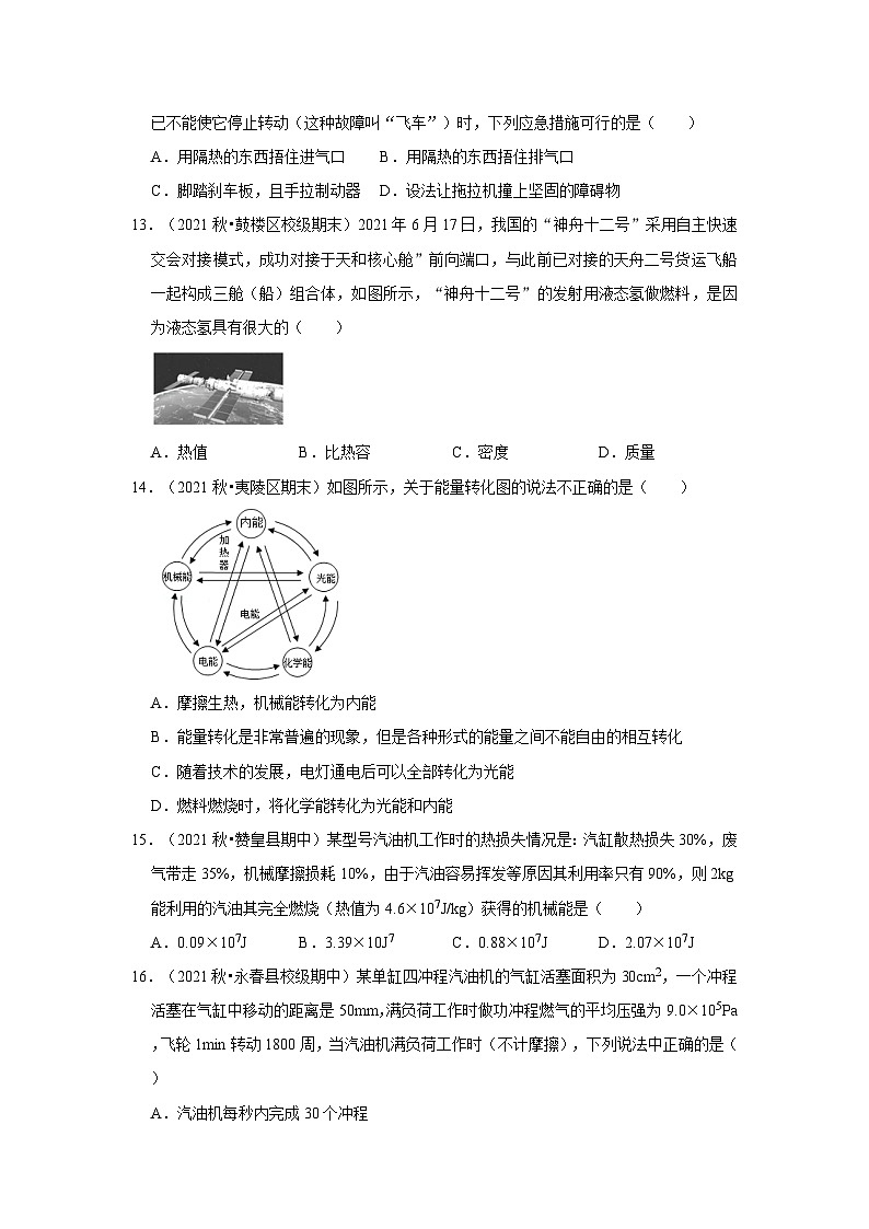 人教版九年級物理全一冊同步考點專題訓練第14章《內能的利用》單元測試卷(原卷版+解析)第3頁