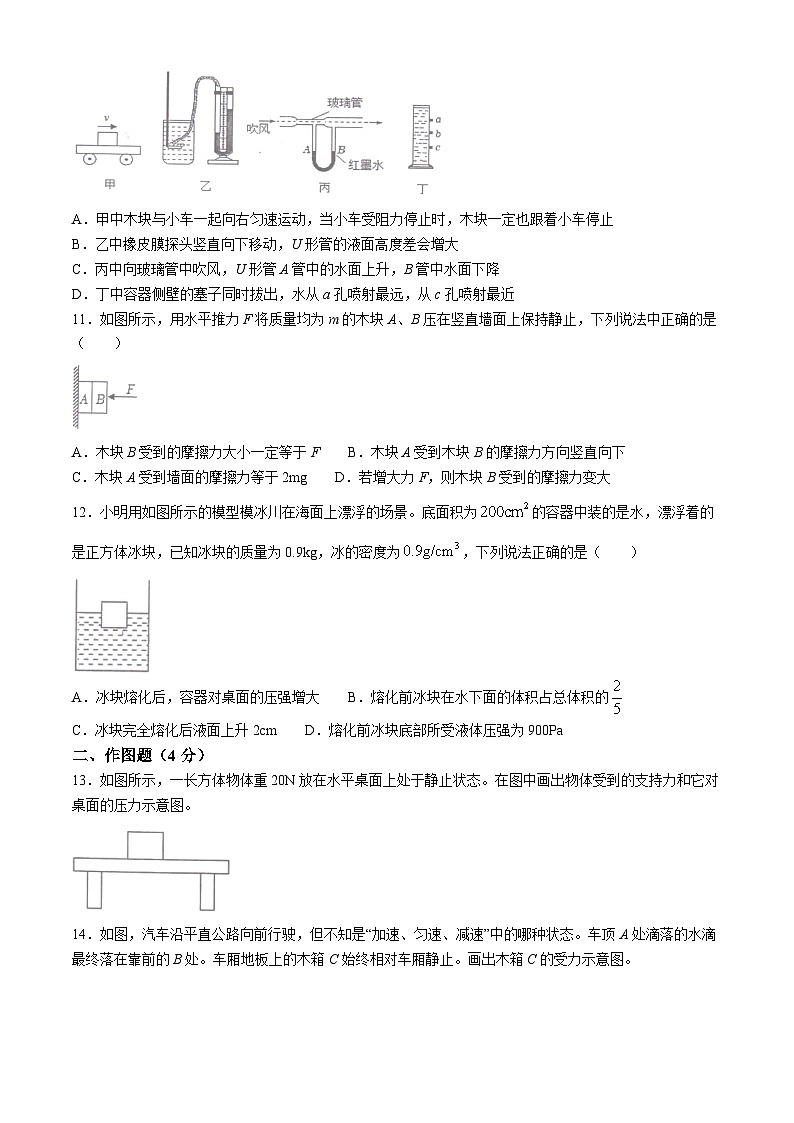 07,湖北省黄石市黄石港区黄石八中教联体2023-2024学年八年级下学期5月期中物理试题(无答案)第3页