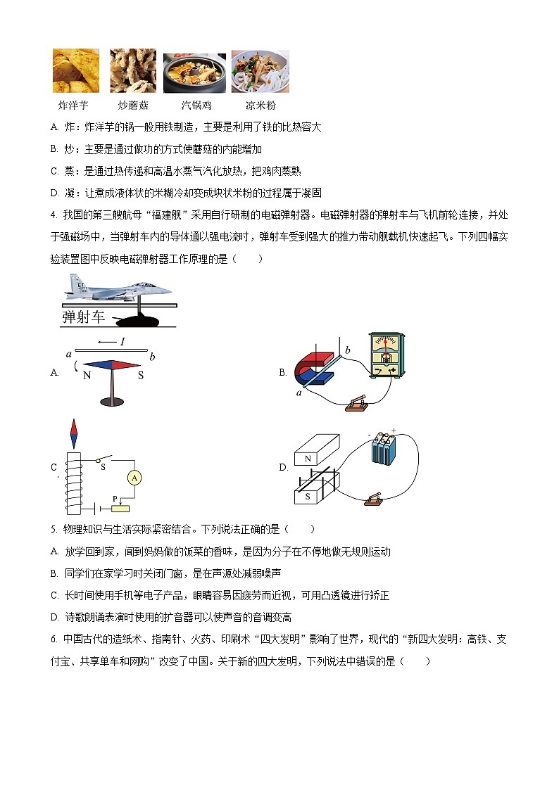 2024年云南省麗江市中考二模物理試題（原卷版）第2頁