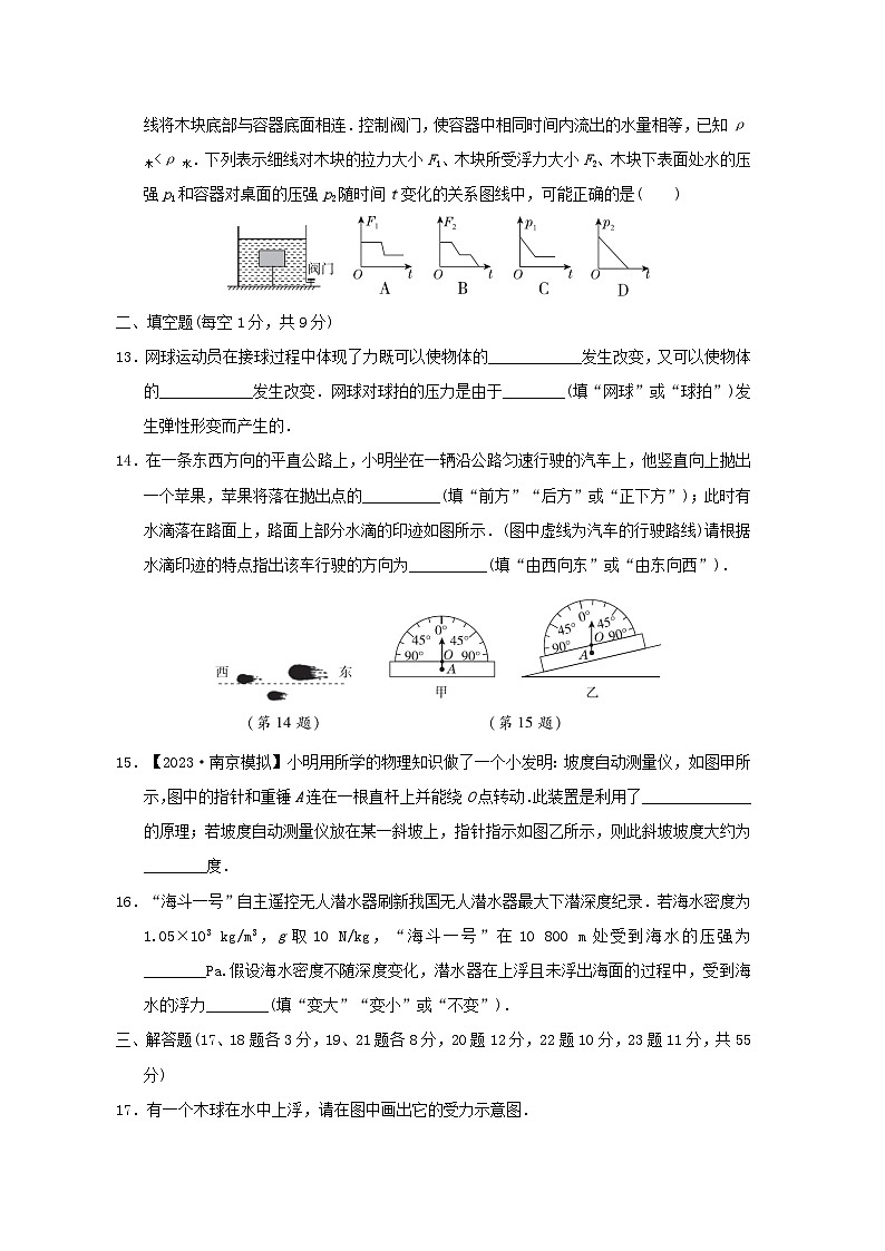 2024八年级物理下学期期末综合素质评价一试卷(附答案苏科版)03