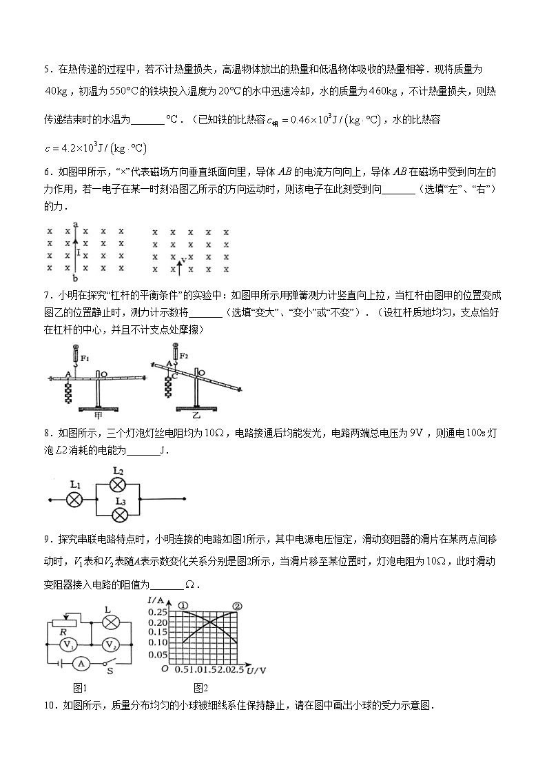 2024年安徽省合肥市蜀山区中考三模物理试卷+02
