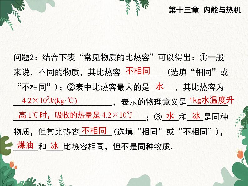 沪科版物理九年级上册第十三章第二节 科学探究:物质的比热容课件第7页