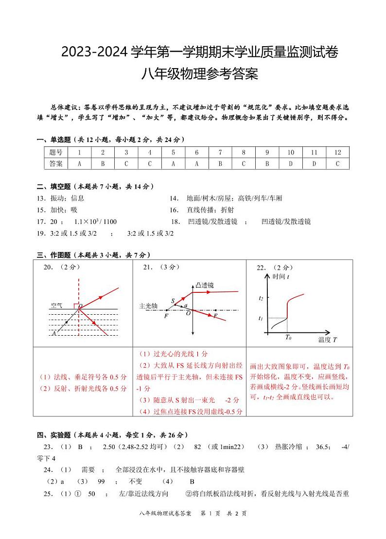 八年级物理答案第1页