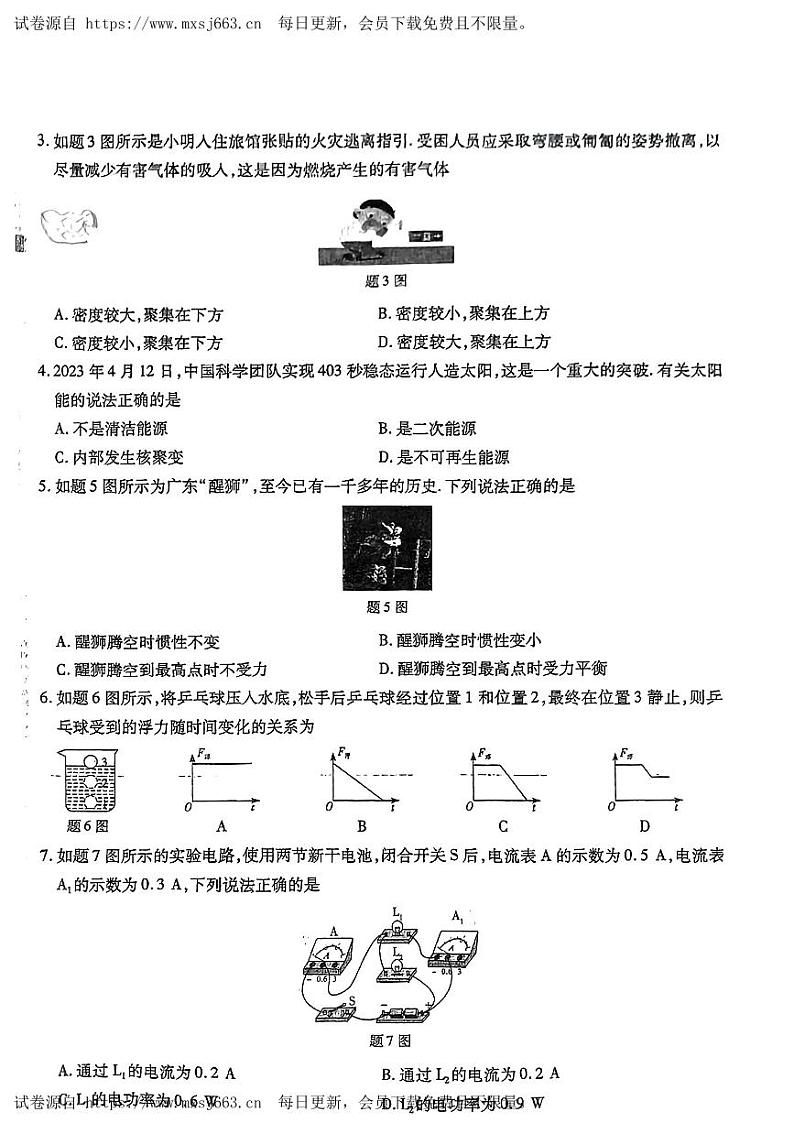 2024年广东省百校联考中考二模考试物理试题02