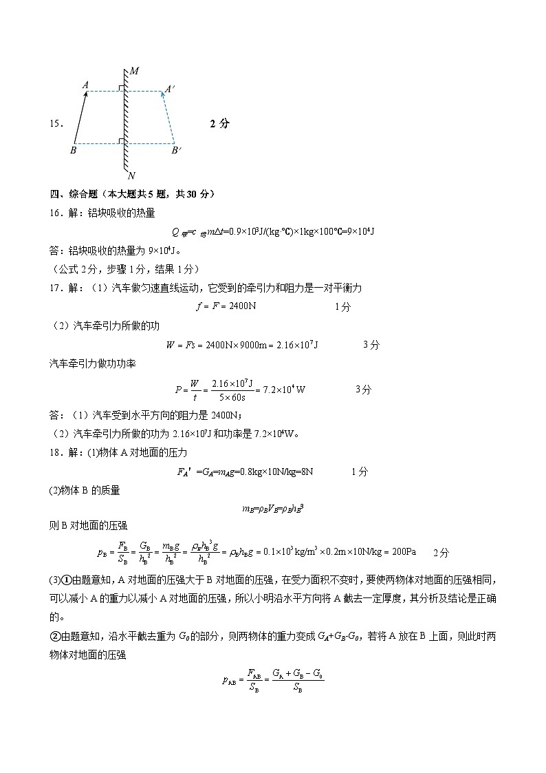 物理(上海卷)(參考答案及評分標(biāo)準(zhǔn))第2頁