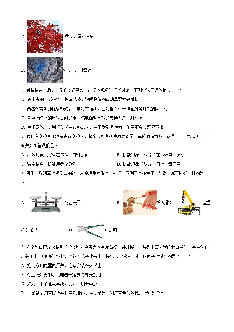 2024年廣西賀州市八步區(qū)中考三模物理試題(原卷版+解析版)第2頁