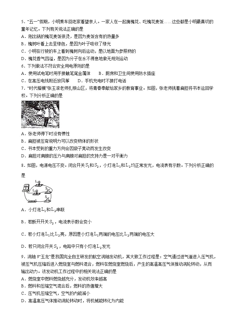 2024年陕西省中考物理试题(无答案)02