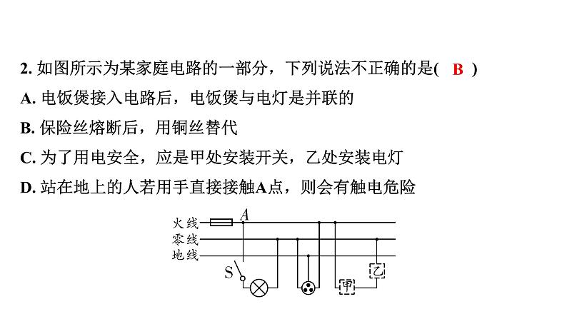 2024甘肃中考物理二轮专题复习 微专题 家庭电路与安全用电 (课件)第8页
