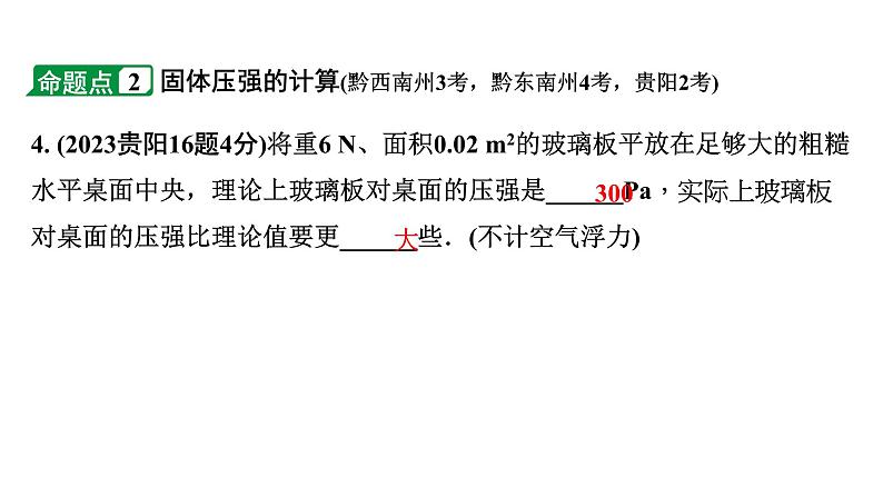 2024贵州中考物理二轮重点专题研究 第十一章 第一节 固体压强 液体压强(课件)第6页