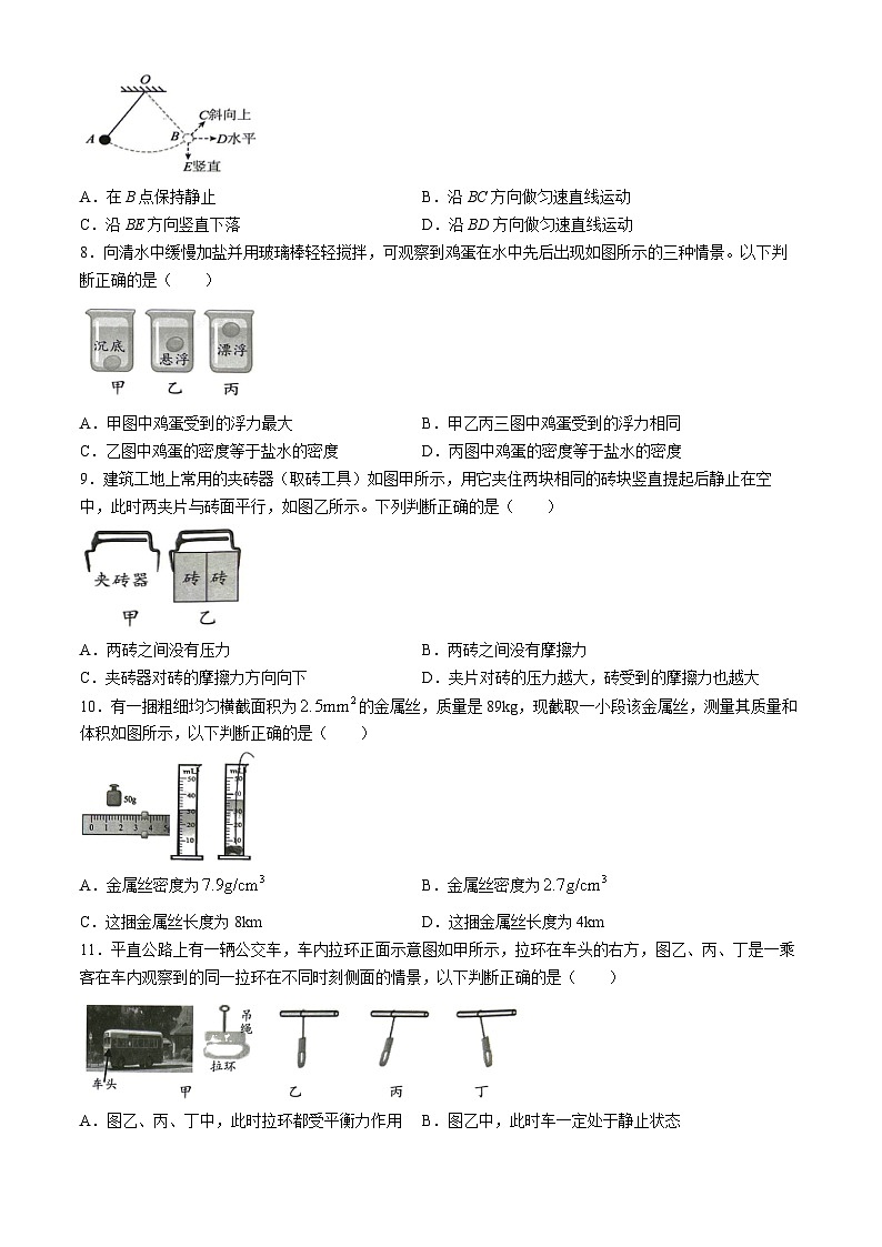 江苏省泰州市海陵区2023-2024学年下学期期末考试八年级物理试卷第2页
