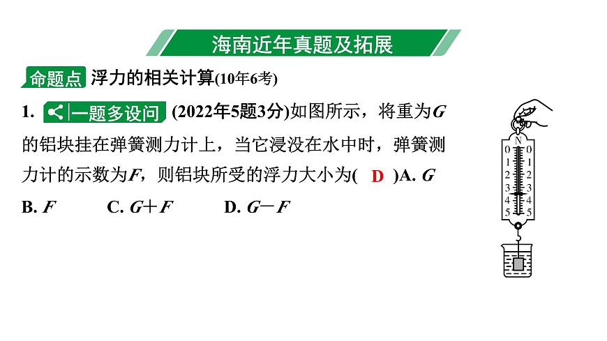2024海南中考物理二輪重點(diǎn)專題研究 第七講 第二節(jié) 浮力的相關(guān)計(jì)算(課件)第3頁(yè)