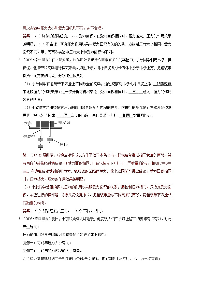 专题10 压强和浮力相关实验【四大题型】-【好题汇编】备战2023-2024学年八年级物理下学期期末真题分类汇编(人教版)02