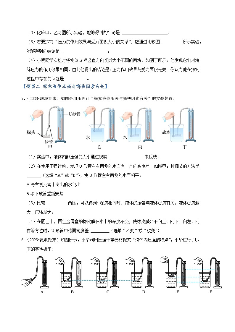 专题10 压强和浮力相关实验【四大题型】-【好题汇编】备战2023-2024学年八年级物理下学期期末真题分类汇编(人教版)03