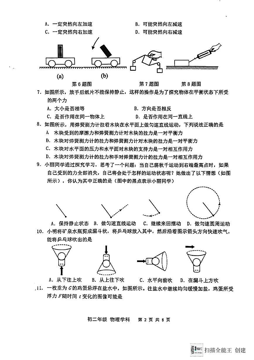 江蘇省揚(yáng)州市梅嶺教育集團(tuán)2023-2024學(xué)年八年級(jí)下學(xué)期6月期末物理試題第2頁
