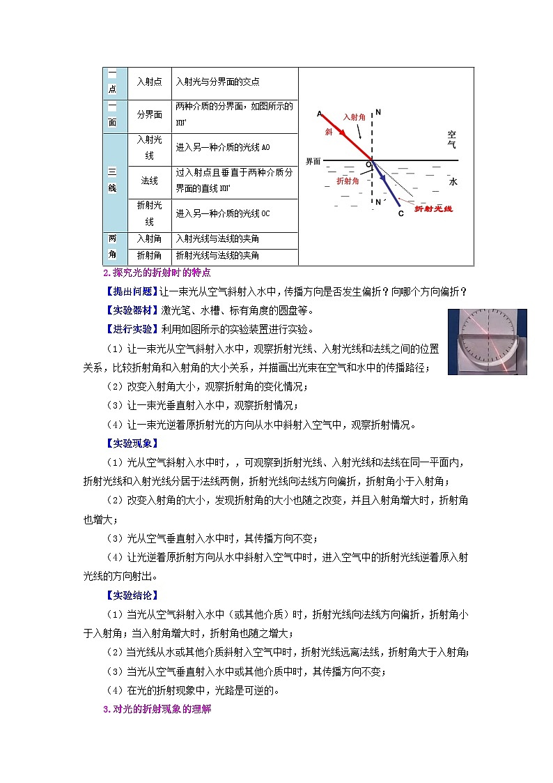 【暑假衔接】人教版初中八年级物理暑假自学课 第19讲 光的折射(教师版+学生版)讲义02