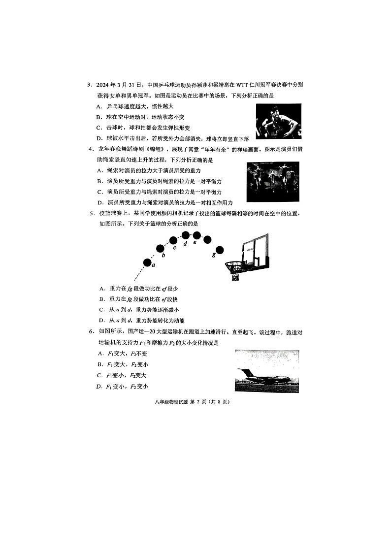 山东省潍坊市高密市2023-2024学年八年级下学期7月期末物理试题第2页