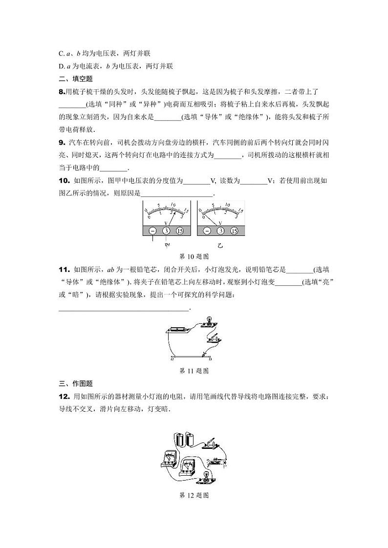 2024辽宁中考物理二轮中考复习微专题 电流和电路 电压 电阻专项训练 (含答案)03