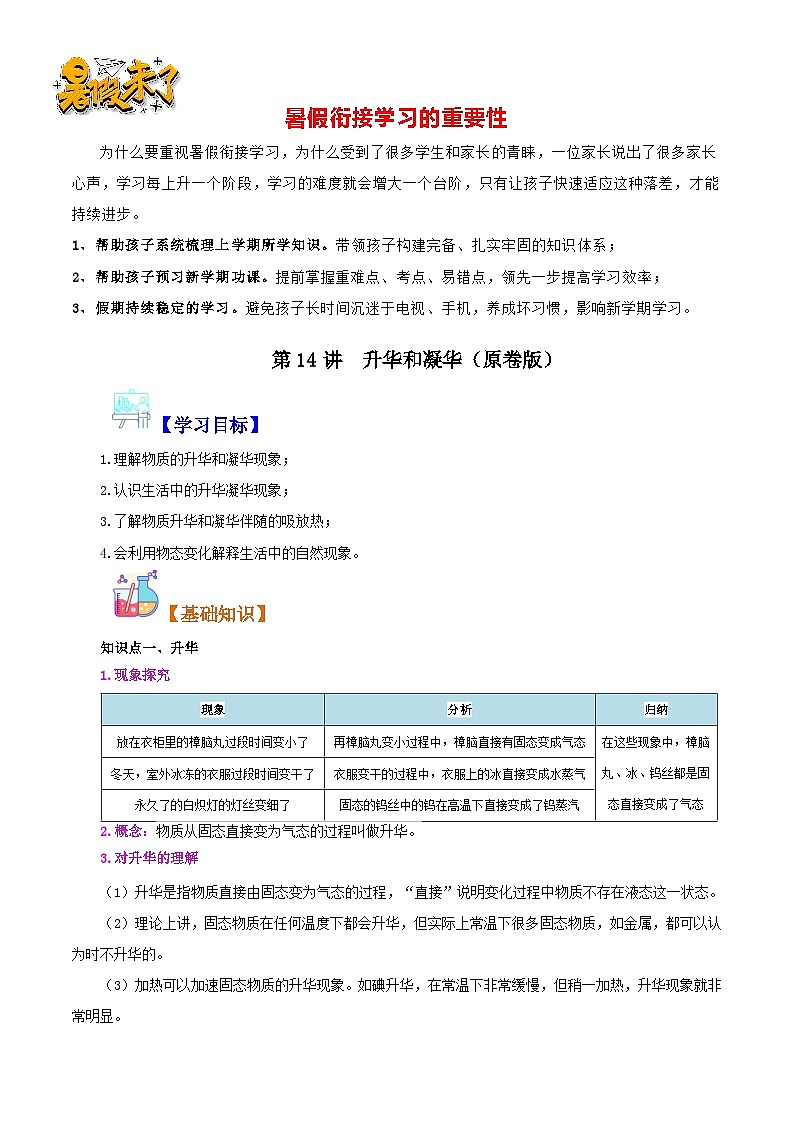 第14讲  升华和凝华(原卷版)第1页