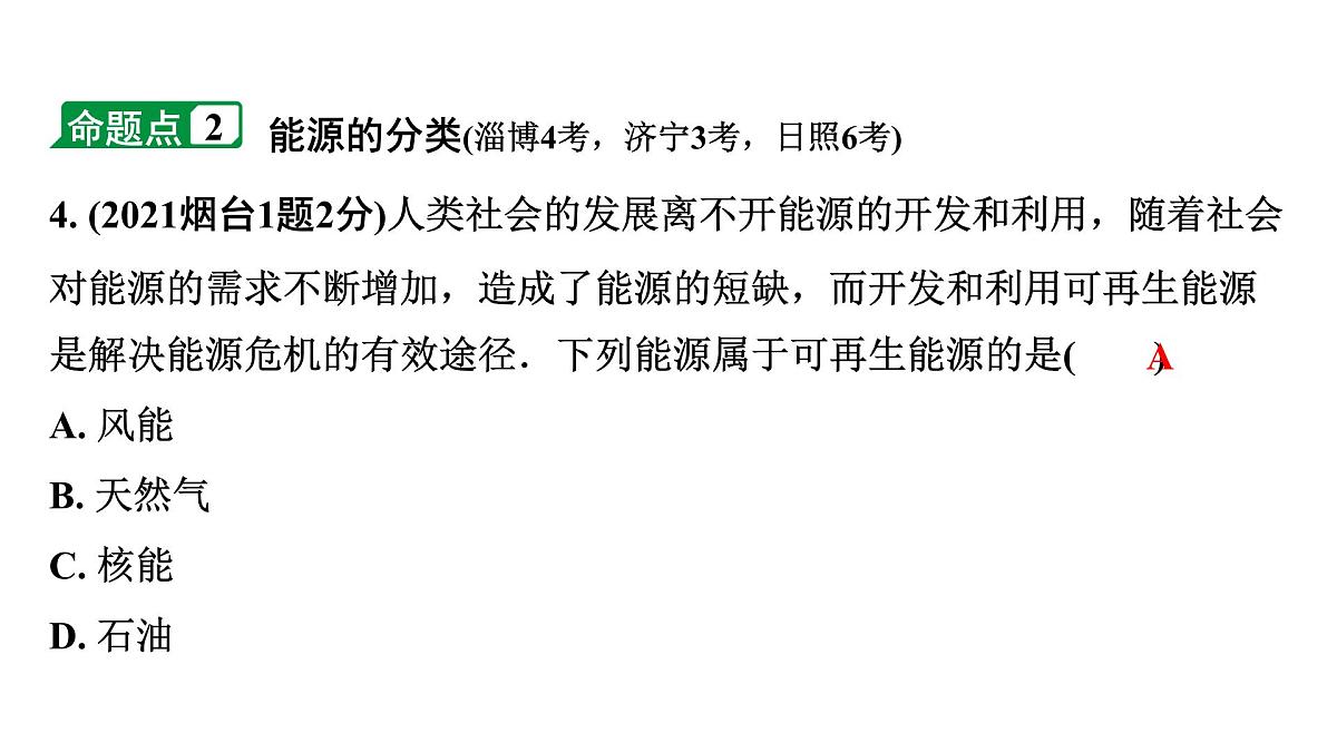 2024山东中考物理二轮重点专题研究 第十六章 电磁波 能源与可持续发展(课件)第6页