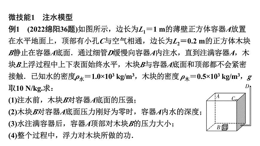 2024四川中考物理二輪重點專題研究 微專題 注水、排水模型浮力相關(guān)計算（課件）第4頁
