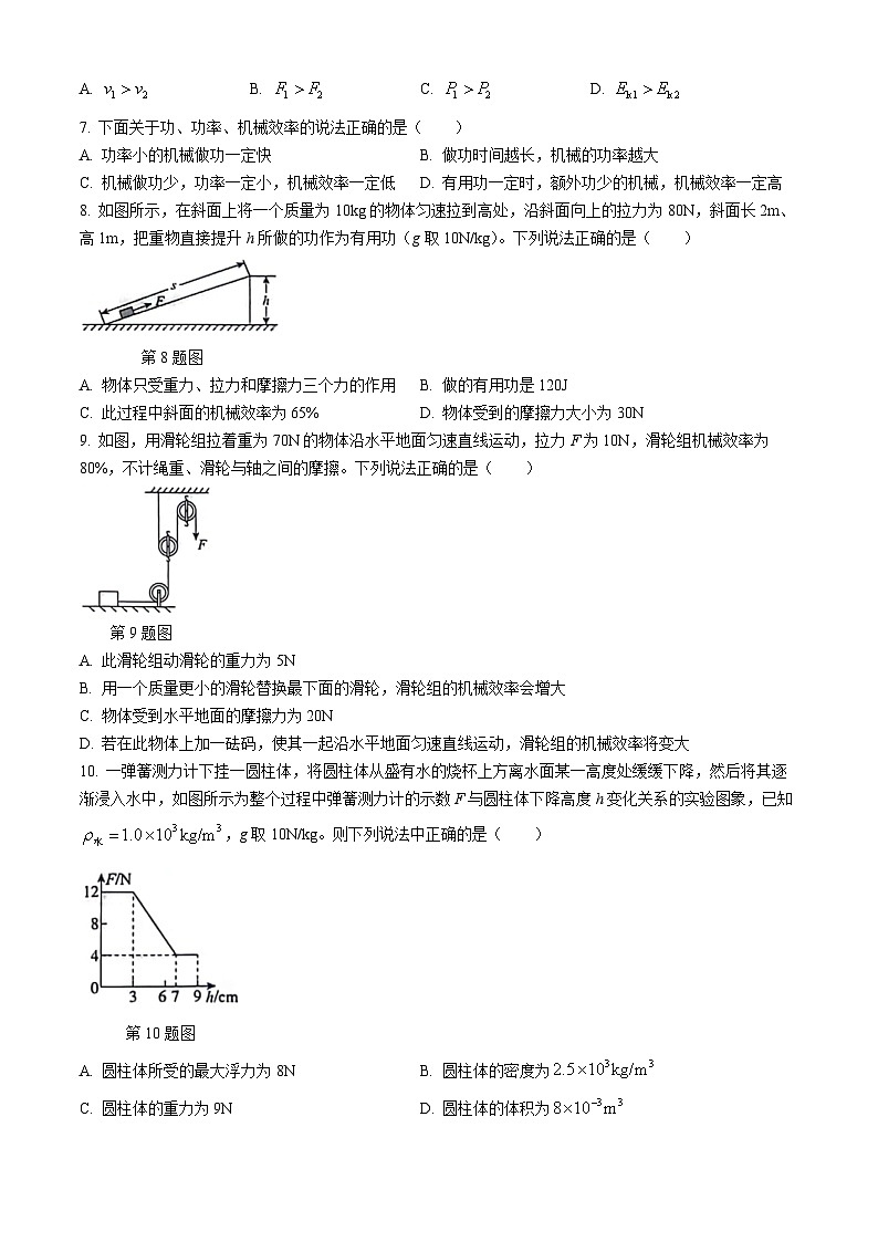 河北省沧州市南皮县2023-2024学年八年级下学期期末物理试题第2页