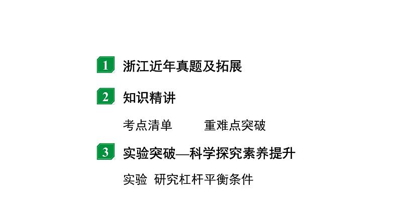 2024浙江中考物理二轮重点专题研究 第8讲 第1节 杠杆 杠杆动态分析(课件)第2页